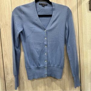 Brooks Brothers Womens XS Supima Cotton button up Cardigan Sweater blue Vneck